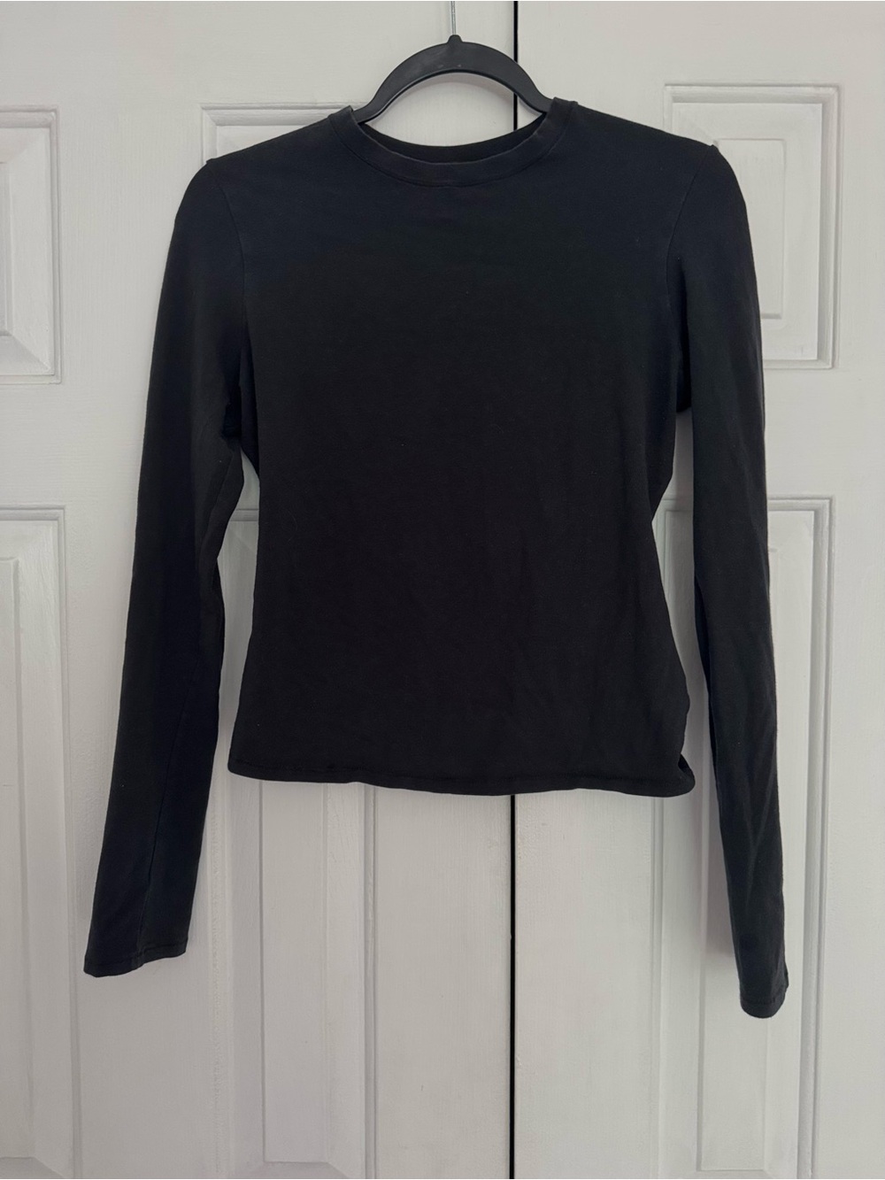 SKIMS Black Cotton Jersey Long Sleeve Slim Fit Top - Picture 3 of 4